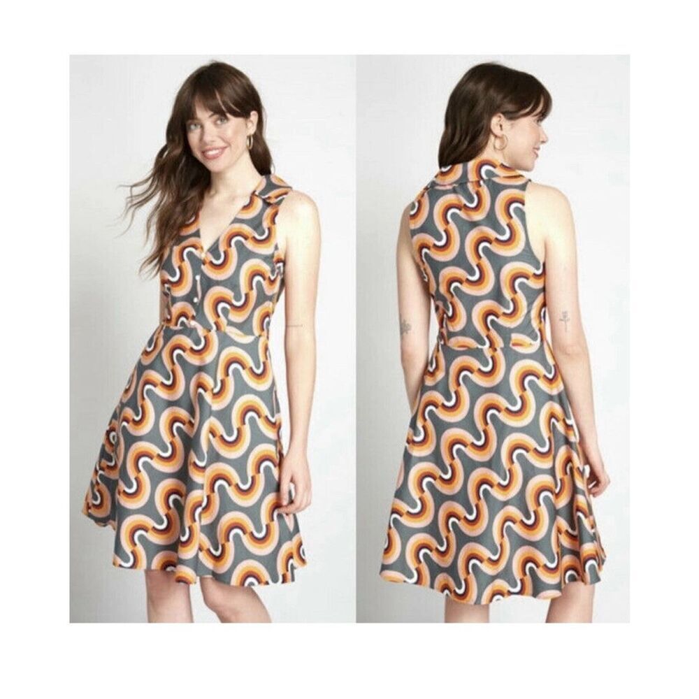 Mod Cloth ‘Mod Well’ Rainbow Dress Size 4